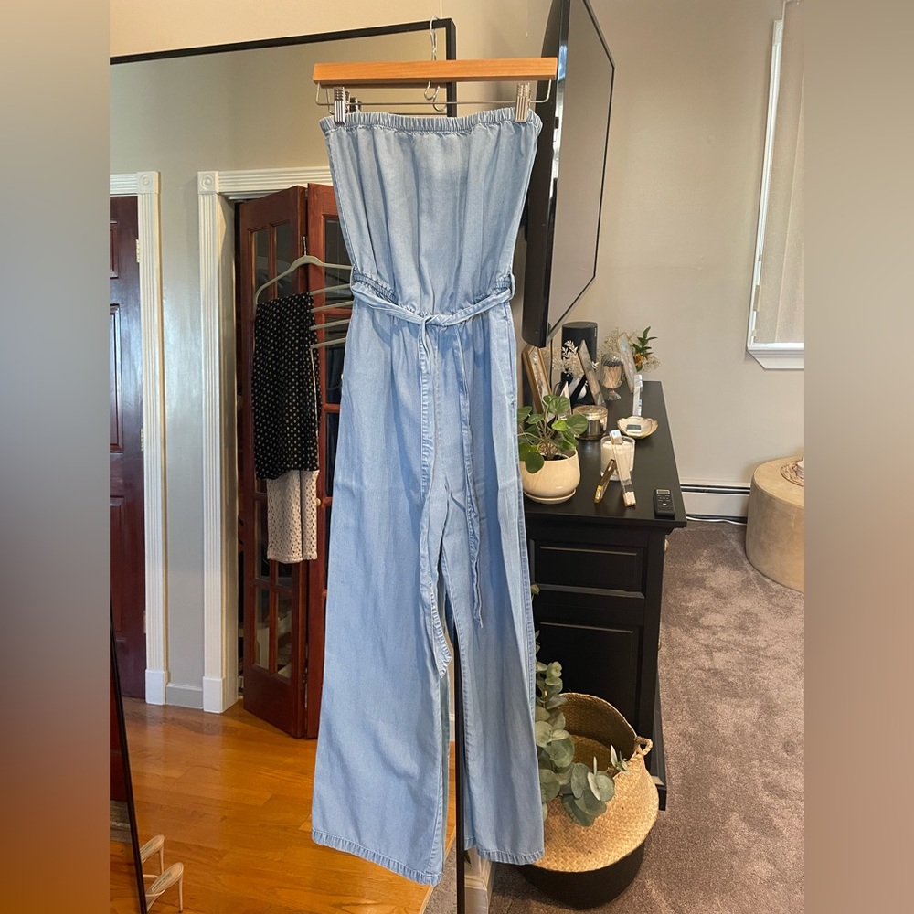 Forever21 Strapless Denim Jumpsuit